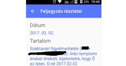 Vicc: Feljegyzés részletei