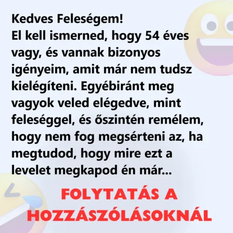 Vicc: Kedves Feleségem!