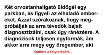 Vicc: Két orvostanhallgató üldögél egy parkban Vicc: Két orvostanhallgató üldögél egy parkban