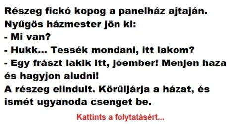 Vicc: Részeg fickó kopog a panelház ajtaján