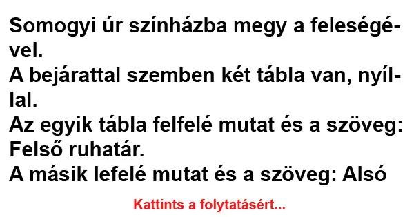 Vicc: Somogyi úr színházba megy a feleségével