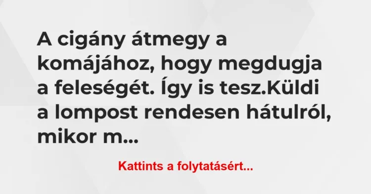 Vicc: A cigány átmegy a komájához, hogy megdugja a feleségét. Így is… Vicc: A cigány átmegy a komájához, hogy megdugja a feleségét. Így is…