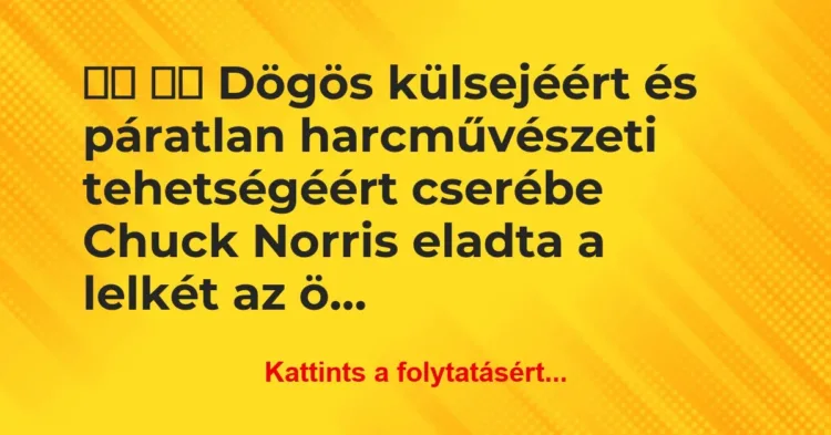 Vicc:
Dögös külsejéért és páratlan harcművészeti… Vicc:
Dögös külsejéért és páratlan harcművészeti…