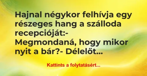 Vicc: Hajnal négykor felhívja egy részeges hang a szálloda…