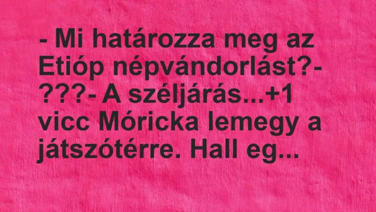 Vicc: – Mi határozza meg az Etióp népvándorlást?
– ???
– A… Vicc: – Mi határozza meg az Etióp népvándorlást?
– ???
– A…