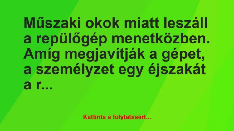 Vicc: Műszaki okok miatt leszáll a repülőgép menetközben. Amíg megjavítják a… Vicc: Műszaki okok miatt leszáll a repülőgép menetközben. Amíg megjavítják a…
