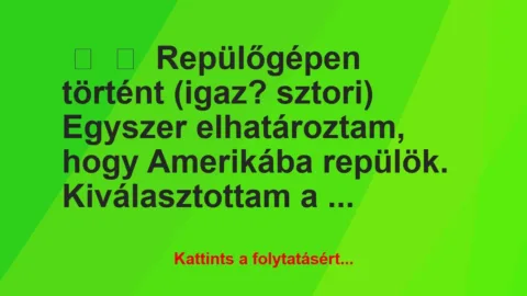 Vicces történet: 
	    	    Repülőgépen történt (igaz? sztori)


Egyszer…