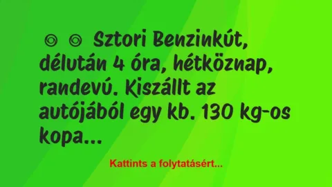 Vicces történet: 
	    	    Sztori


Benzinkút, délután 4 óra, hétköznap, randevú….