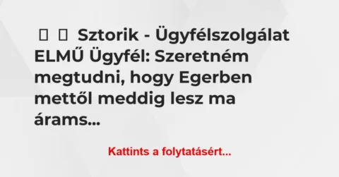 Vicces történet: 
	    	    Sztorik – Ügyfélszolgálat ELMŰ


Ügyfél: Szeretném…