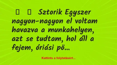 Vicces történet: 
	    	    Sztorik


Egyszer nagyon-nagyon el voltam havazva a…