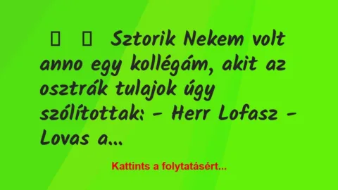 Vicces történet: 
	    	    Sztorik


Nekem volt anno egy kollégám, akit az…
