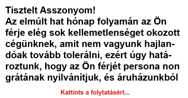 Vicc: A Teszkóból kitiltott férfi levele, avagy ezen röhög most Vicc: A Teszkóból kitiltott férfi levele, avagy ezen röhög most az egész…
