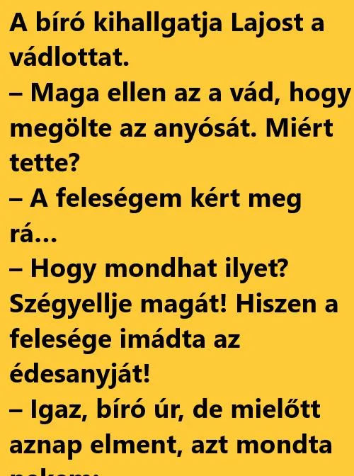 Vicc: A bíró kihallgatja Lajost a vádlottat