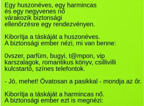 Vicc: Egy huszonéves, egy harmincas és egy negyvenes nő várakozik…