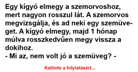 Vicc: Egy kígyó elmegy a szemorvoshoz Vicc: Egy kígyó elmegy a szemorvoshoz