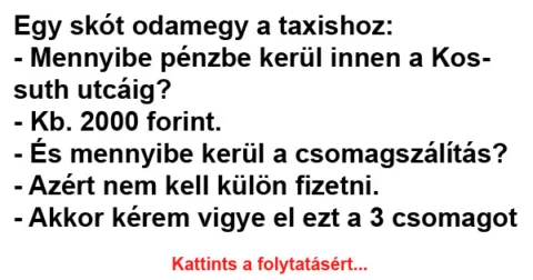 Vicc: Egy skót odamegy a taxishoz