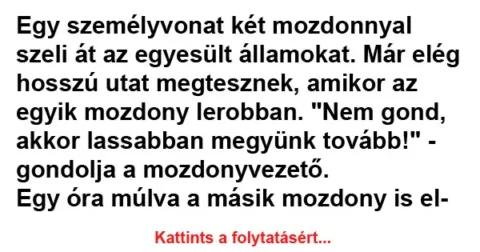 Vicc: Egy személyvonat két mozdonnyal szeli át az egyesült államokat