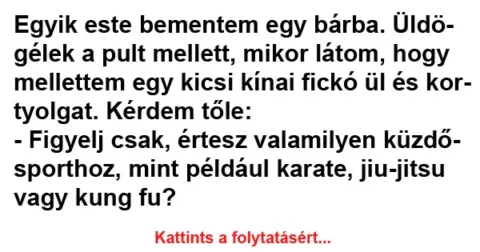 Vicc: Egyik este bementem egy bárba