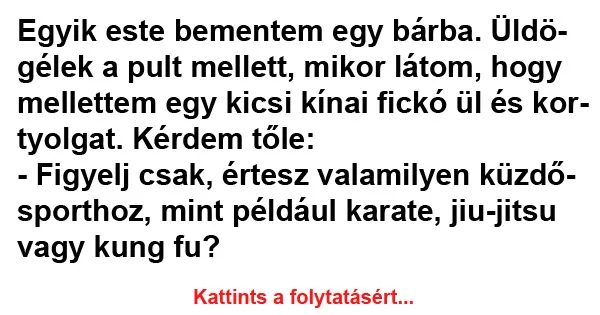 Vicc: Egyik este bementem egy bárba Vicc: Egyik este bementem egy bárba