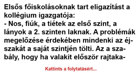 Vicc: Elsős főiskolásoknak tart eligazítást a kollégium igazgatója