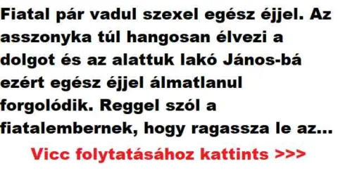 Vicc: Fiatal pár vadul sz3xel egész éjjel