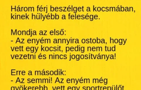 Vicc: Három férj beszélget a feleségeikről Vicc: Három férj beszélget a feleségeikről