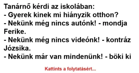 Vicc: Tanárnő kérdi az iskolában