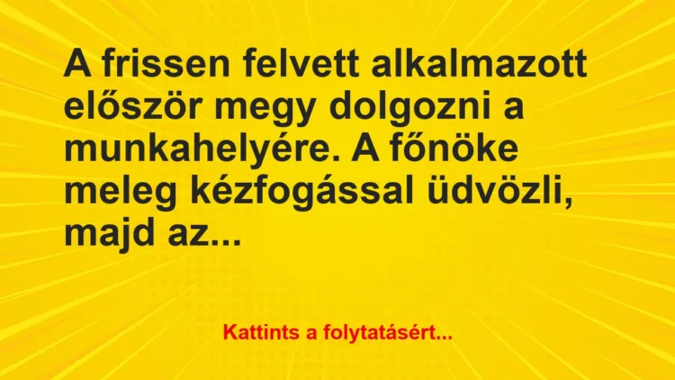 Vicc: A frissen felvett alkalmazott először megy dolgozni a…
