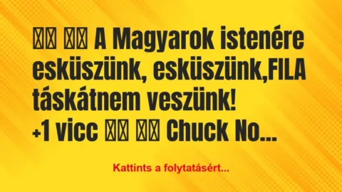 Vicc: 
		  
		  A Magyarok istenére esküszünk,…