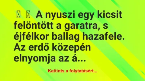 Vicc: 
	    	    A nyuszi egy kicsit felöntött a garatra, s…