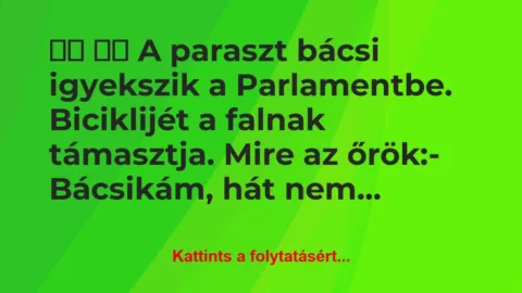 Vicc: 
		  
		  A paraszt bácsi igyekszik a…