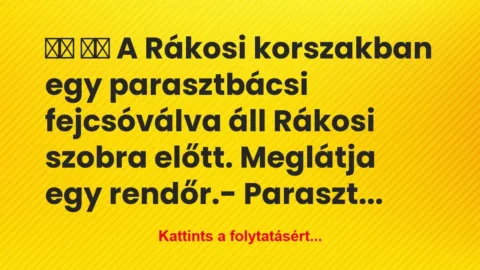 Vicc:
A Rákosi korszakban egy parasztbácsi… Vicc:
A Rákosi korszakban egy parasztbácsi…
