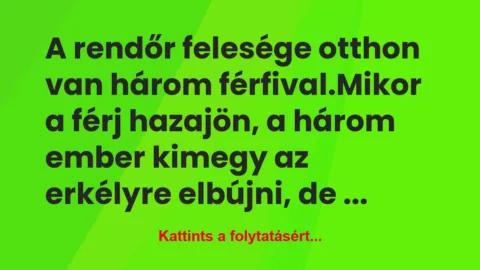 Vicc: A rendőr felesége otthon van három férfival.

Mikor a…