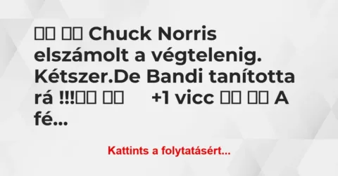 Vicc: 
		  
		  Chuck Norris elszámolt a végtelenig. Kétszer.De…