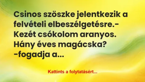 Vicc: Csinos szöszke jelentkezik a felvételi…