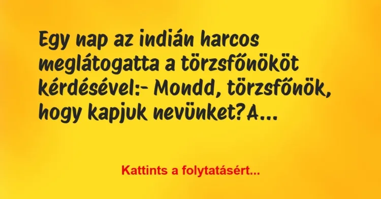 Vicc: Egy nap az indián harcos meglátogatta a törzsfőnököt… Vicc: Egy nap az indián harcos meglátogatta a törzsfőnököt…