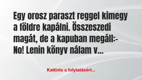Vicc: Egy orosz paraszt reggel kimegy a földre kapálni. Összeszedi… Vicc: Egy orosz paraszt reggel kimegy a földre kapálni. Összeszedi…