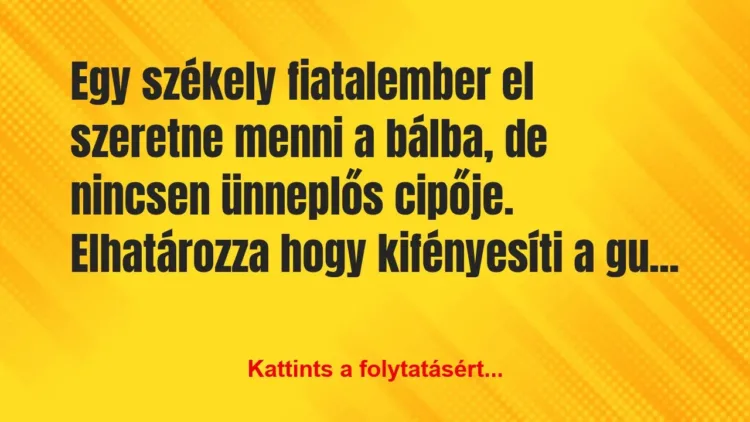 Vicc: Egy székely fiatalember el szeretne menni a bálba, de… Vicc: Egy székely fiatalember el szeretne menni a bálba, de…