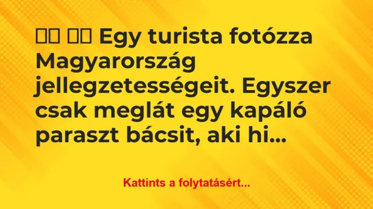 Vicc:
Egy turista fotózza Magyarország… Vicc:
Egy turista fotózza Magyarország…
