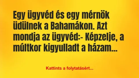 Vicc: Egy ügyvéd és egy mérnök üdülnek a Bahamákon. Azt mondja az…