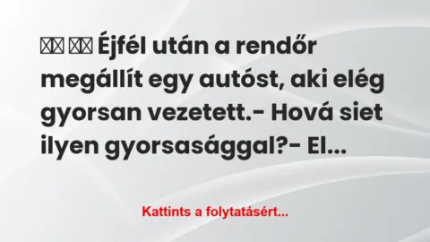 Vicc: 
		  
		  Éjfél után a rendőr megállít egy…