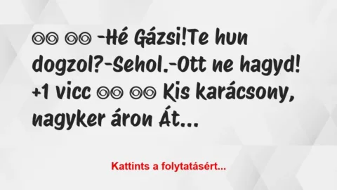 Vicc:
-Hé Gázsi!Te hun… Vicc:
-Hé Gázsi!Te hun…