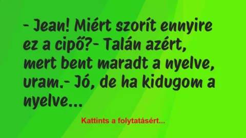 Vicc: – Jean! Miért szorít ennyire ez a cipő?

– Talán azért,…