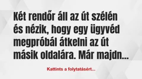 Vicc: Két rendőr áll az út szélén és nézik, hogy egy ügyvéd…