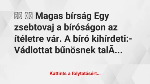 Vicc: 
		  
		  Magas bírság Egy zsebtovaj a…