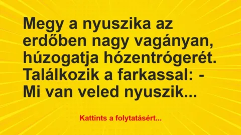 Vicc: Megy a nyuszika az erdőben nagy vagányan, húzogatja… Vicc: Megy a nyuszika az erdőben nagy vagányan, húzogatja…