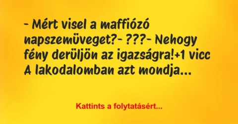 Vicc: – Mért visel a maffiózó napszemüveget?

– ???

– Nehogy fény…