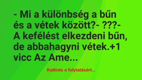 Vicc: – Mi a különbség a bűn és a vétek között?

– ???

-…