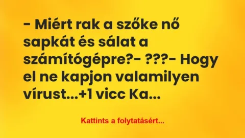 Vicc: – Miért rak a szőke nő sapkát és sálat a…