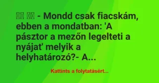 Vicc: 
		  
		  – Mondd csak fiacskám, ebben a mondatban: ‘A…